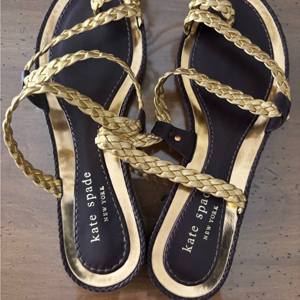 Kate Spade Black and Gold Braided Sandals size 5 1/2M worn one time only